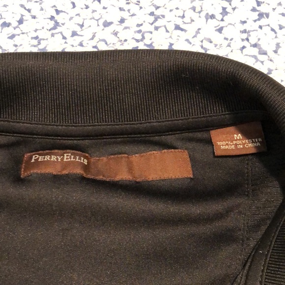 Perry Ellis Black Zip Polo Size: M - Picture 3 of 4